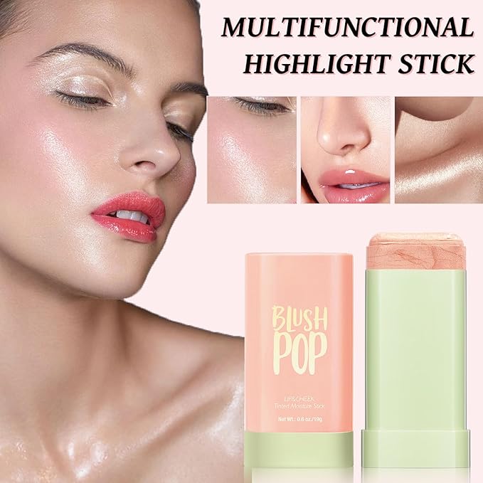 Highlighter Makeup Stick - Blush Highlighters Makeup Stick for Face & Body, Natural Silky Shimmer Highlight, Bendable Long Lasting Highlighter Wand, Cream Korean Highlighter (Rose Gold)-Velvo Beauty
