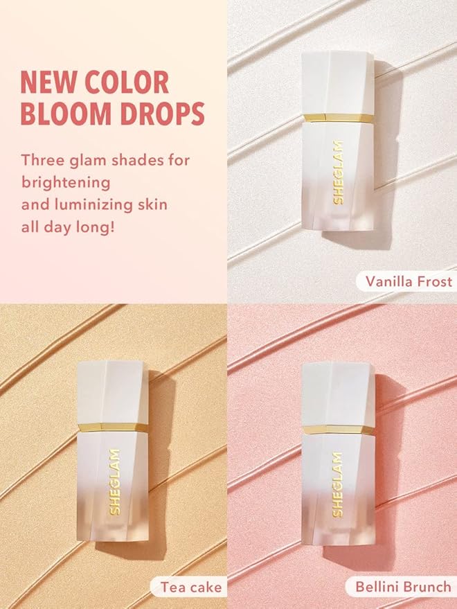 SHEGLAM Glow Bloom Liquid Waterproof Highlighter Long Lasting Cream Highlighter with Shimmer Dewy Finish - Tea Cake-Velvo Beauty