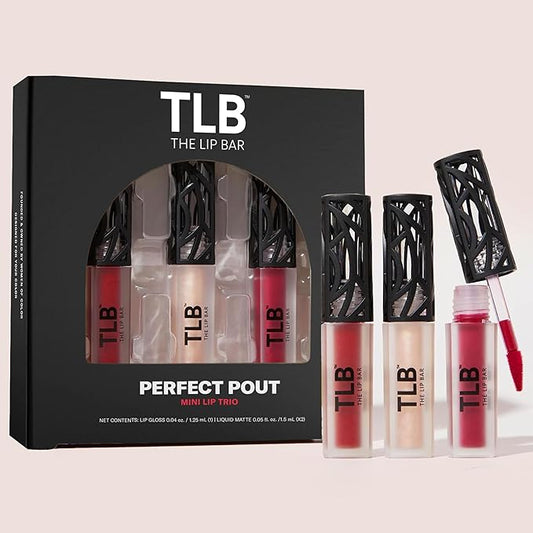 The Lip Bar - Perfect Pout Mini Lip Trio Gift Set (3 Products) - Nonstop Liquid Matte Lipstick & Non-Sticky Lip Gloss - Travel Size - Gift Box - Vegan, Gluten Free, Cruelty Free - Makeup & Cosmetics-Velvo Beauty
