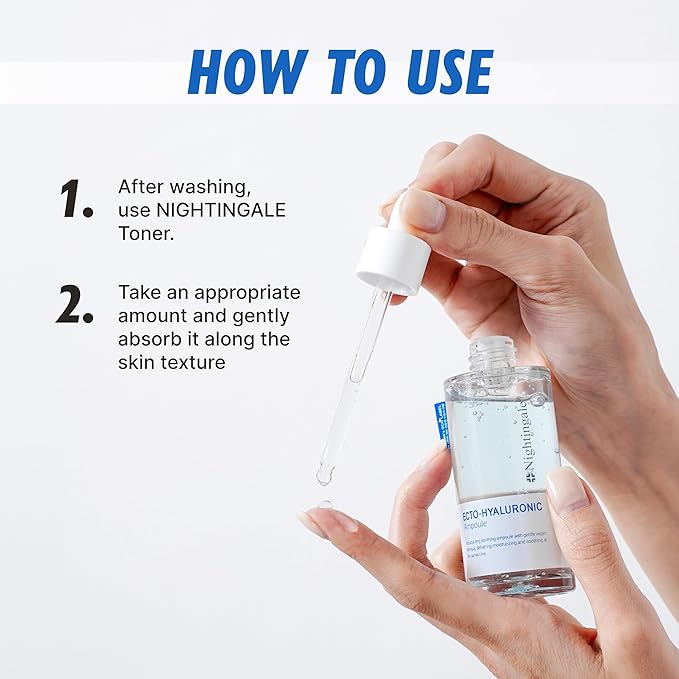 Nightingale Ecto-hyaluronic Ampoule with Hyaluronic Acid, Ectoin, Hydrating Face Serum for Dry Skin, Non-greasy formula, Hypoallergenic, Fragrance & Alcohol Free, Allergen Free, Cruelty Free, Vegan-Velvo Beauty