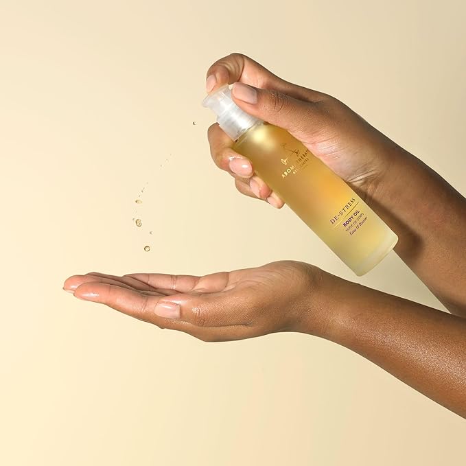 Aromatherapy Associates De-Stress Body Oil Made with Ginger and Rosemary Essential Oils and Arnica Flower Extract (3.4 fl oz)-Velvo Beauty