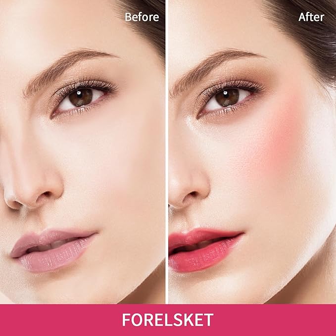 Blush Stick, Cream Blush for Cheeks and Lip Tint, Dewy Finish, Buildable & Blendable Color, Lightweight & Long-Lasting Formula | Forelsket-Cool Pink & Angled Blush Brush(0.53fl.oz)-Velvo Beauty