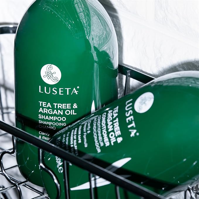 Luseta Shampoo and Conditioner Set with Tea Tree and Argan Oil for Oily Hair Clarifying, Fighting Dandruff Sulfate Paraben Free for Men and Women 2x16.9oz-Velvo Beauty