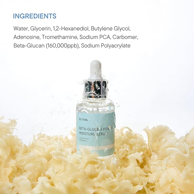 IUNIK Beta-Glucan Power Deep Moisture Vegan Serum Intense Hydration Mushroom Yeast Extracts Naturally-derived - Dry Mature Sagging Sensitive Skin Cell Regenerating Lifting Korean Skincare-Velvo Beauty
