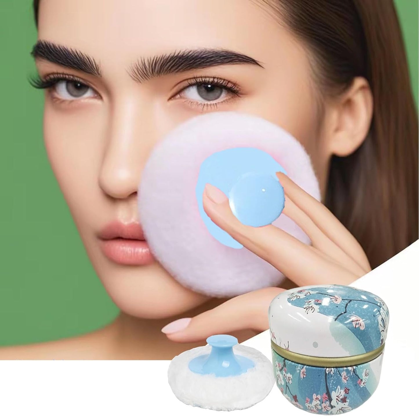 Body Powder Puff and Container, 3.35" Portable Dusting Powder Container with Soft Puff Loose Powder Case Box Jar with Lids for Baby Women Home and Travel Use-Velvo Beauty