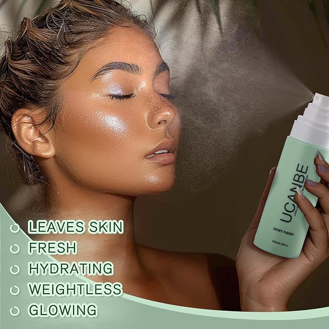 UCANBE Makeup Setting Spray, Dewy Finish Long Lasting Make Up Spray, Hydrating, Fast Drying Face Mist for Natural Glow, 3.38 fl oz-Velvo Beauty