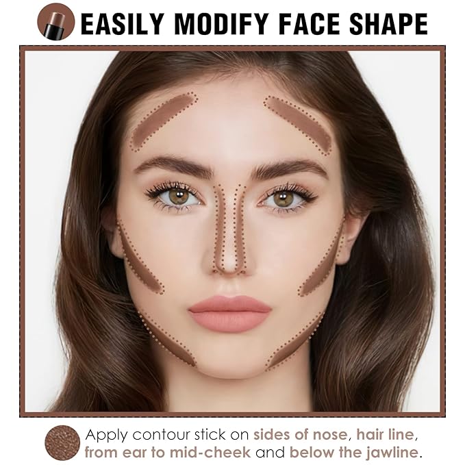 FOCALLURE Cream Contour Stick, Matte Bronzer Stick, Professional Face Shaping & Contouring Stick Makeup, Easy to Apply with Buildable Coverage, Long Lasting & Sweatproof, SPICE-Velvo Beauty