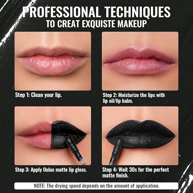 Oulac Black Lipstick for Women, Makeup Matte Liquid Lipsticks, Highly Pigmented Color Lip Stain with Creamy Formula, Long Lasting, Waterproof, Vitamin E, Vegan, Cruelty-Free, M23-Velvo Beauty