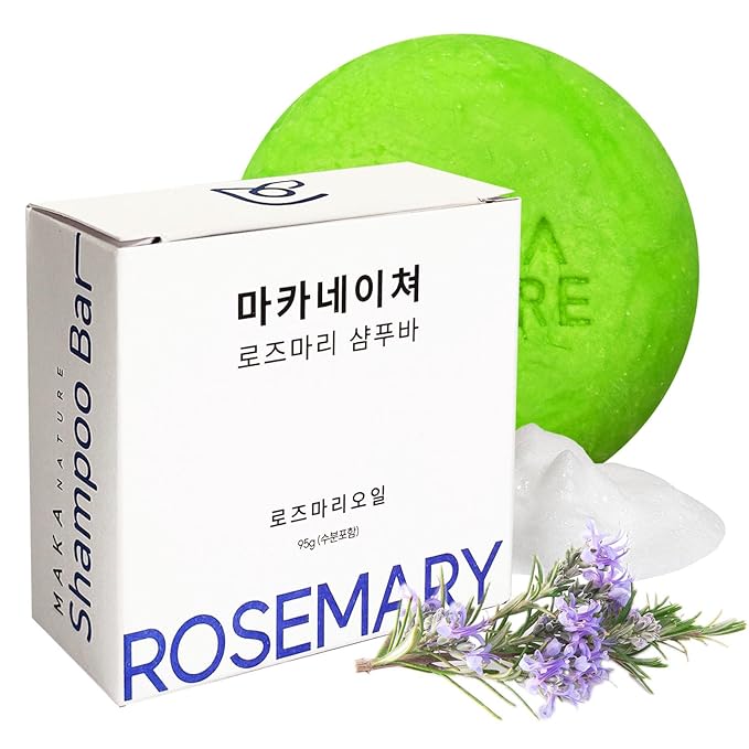 Maka Nature Low-Carbon Shampoo Bar | Korean K-Beauty Haircare with Natural Ingredients for Scalp & Hair Types | Vegan, Eco-Friendly, pH balanced, 3.35oz (Rosemary)-Velvo Beauty