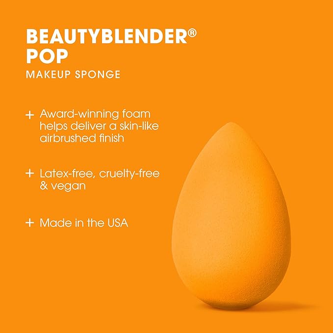 Beautyblender® | Pop Beauty Blender Makeup Sponge, Super-Soft Foam Easily Blends Foundations, Powders & Creams, Made in USA, Reusable, Washable, Streak Free Application, Vegan, Cruelty Free-Velvo Beauty