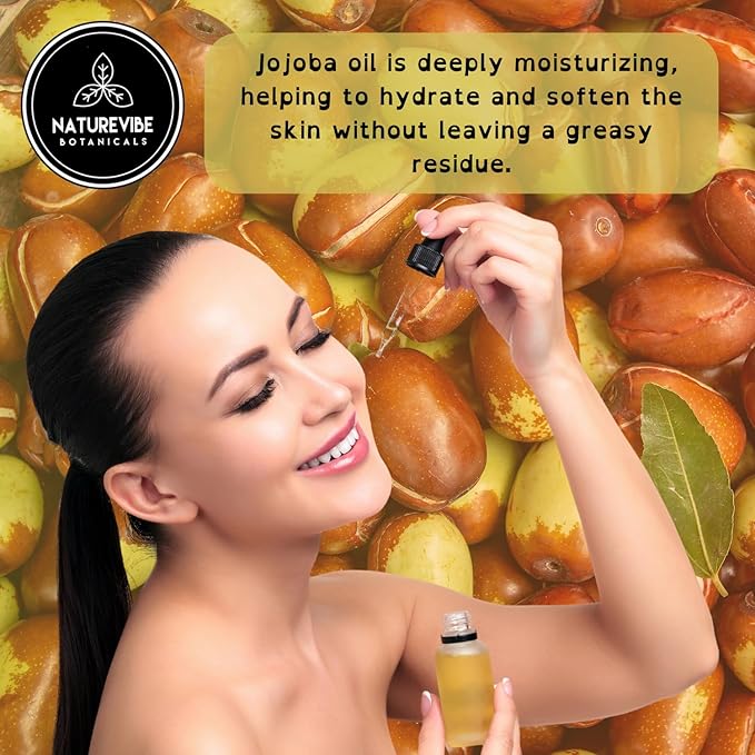 Naturevibe Botanicals Golden Jojoba Oil 32 oz – 100% Pure, Cold-Pressed Moisturizer for Skin & Hair | Antioxidant-Rich, Non-Greasy, Carrier Oil & Daily Hydration-Velvo Beauty