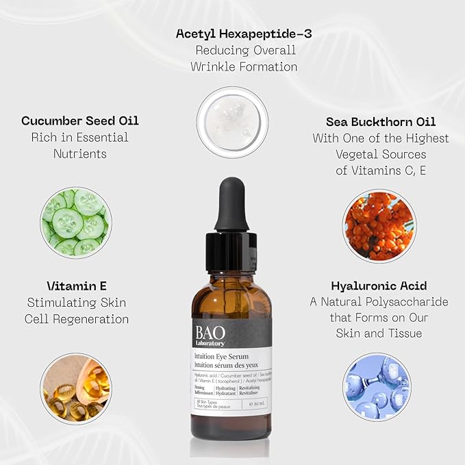 Intuition Eye Serum | Vitamin E, Cucumber Seed Oil And Hyaluronic Acid | Eye Serum for Wrinkles, Finelines and Dark Spots | Best Eye Serum For All Skin Types (30 ML)-Velvo Beauty
