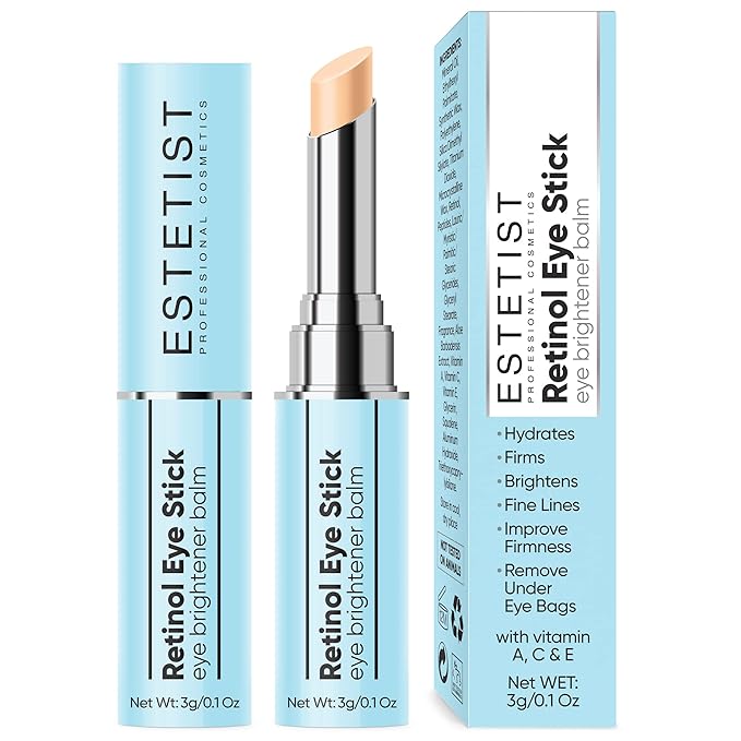 Retinol Eye Brightener Cream Stick, Vitamin C & E Enriched Under Eye Bags Care for Dark Circles, Puffiness & Anti-Aging, Hydrating Eye Balm for All Skin Types-Velvo Beauty