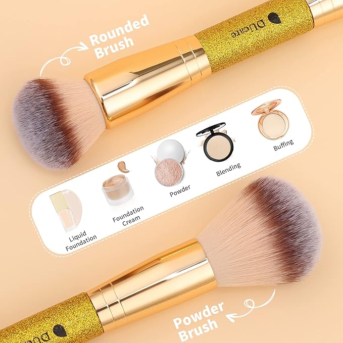 DUcare Foundation Powder Brush Double Ended Blush Makeup Brushes, Duo Bronzer Blush ideal for cream or powder-Velvo Beauty