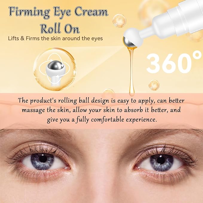 Caffeine Eye Cream Eye Serum, Under Eye Roller Cream for Dark Circles and Puffiness, 0.51 Fl Oz-Velvo Beauty