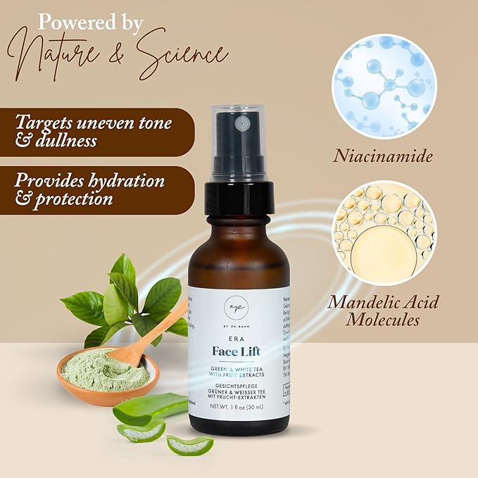 4 Oz Face Lift Mist - Hydrating Face Moisturizer with Green Tea & Niacinamide - Natural Skin Care Spray with Antioxidants, Amino Acids & Aloe for Brighter, Softer Complexion-Velvo Beauty