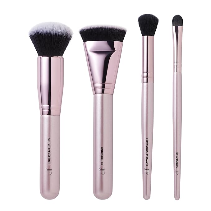 e.l.f. Complexion Perfection Brush Kit, 4-Piece Makeup Brush Set, Brushes For Foundations & Concealers, Vegan & Cruelty-Free-Velvo Beauty