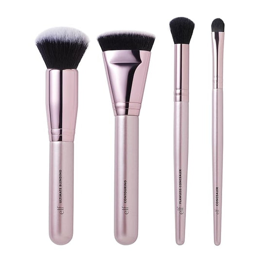 e.l.f. Complexion Perfection Brush Kit, 4-Piece Makeup Brush Set, Brushes For Foundations & Concealers, Vegan & Cruelty-Free-Velvo Beauty
