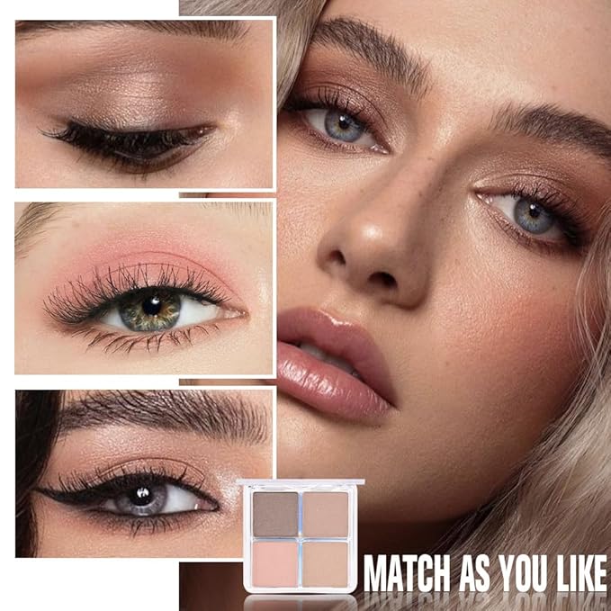 evpct Eyeshadow Quad Palette, Taupe Bronze Champagne Peach Pink Nude Glitter Shimmer Metallic Matte High Pigment Eye Shadow Palette Makeup for older Women, Smudge Proof Vegan Cruelty-free Sheerly Nude-Velvo Beauty