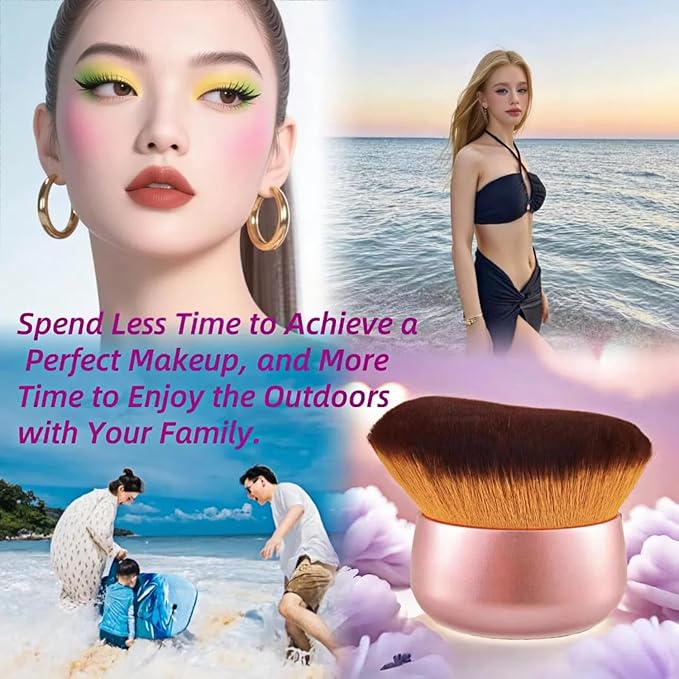 Blend & Blur 75mm Body Kabuki Brush - For Self Tanner, Body Bronzer & Foundation | Face/Back Multitool | Wet/Dry Use (Rose Gold)-Velvo Beauty