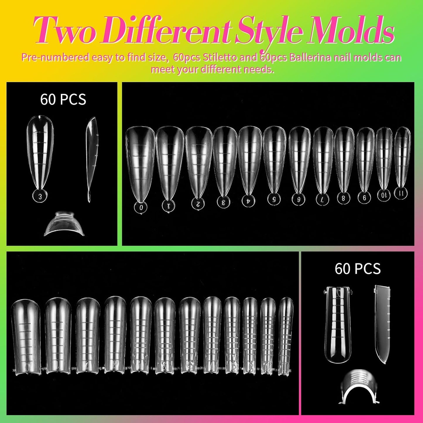 BORN PRETTY Neon Extension Nail Gel Kit-6 Colors Gel Kit Neon Pink Blue All-In-1 with Nail Lamp Base Top Coat Set Nail Forms French Manicure Set-Velvo Beauty