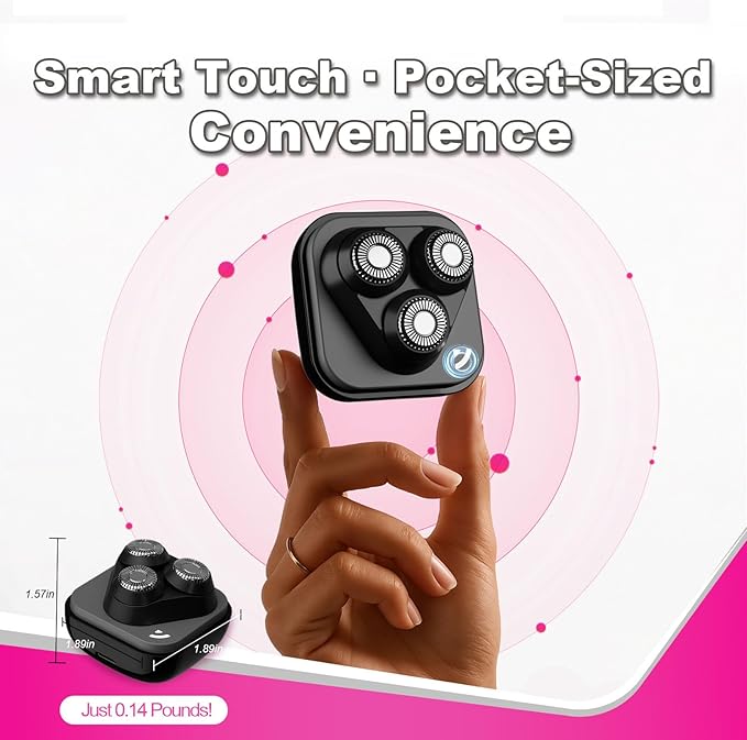 Facial Hair Removal for Women, 3D Floating Blade Rotary Razor, Wet/Dry Electric Shaver, Portable & USB Rechargeable Epilator Hair Remover for Face, Upper Lip, Chin, Arms & Legs (Black)-Velvo Beauty