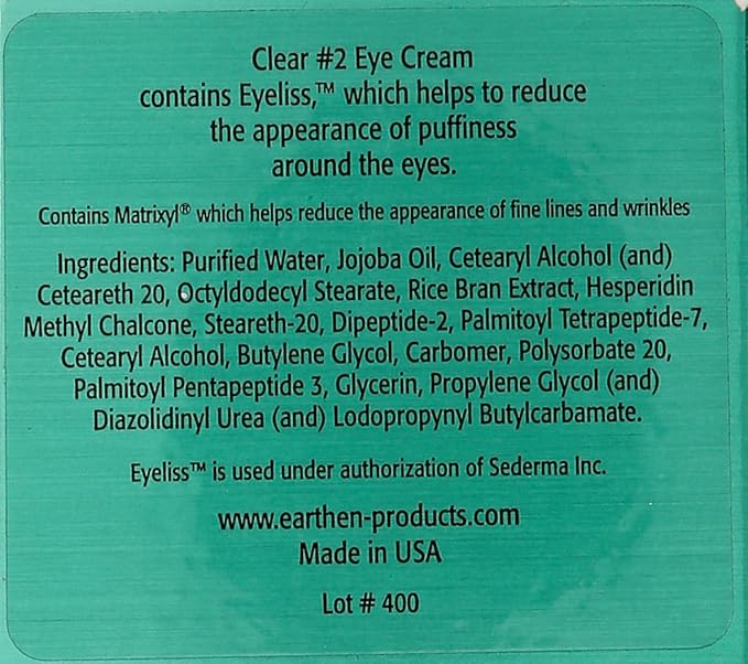 Earthen Clear Eye No.2 with Eyeliss Puffy Eye Treatment, 0.5 Ounce-Velvo Beauty