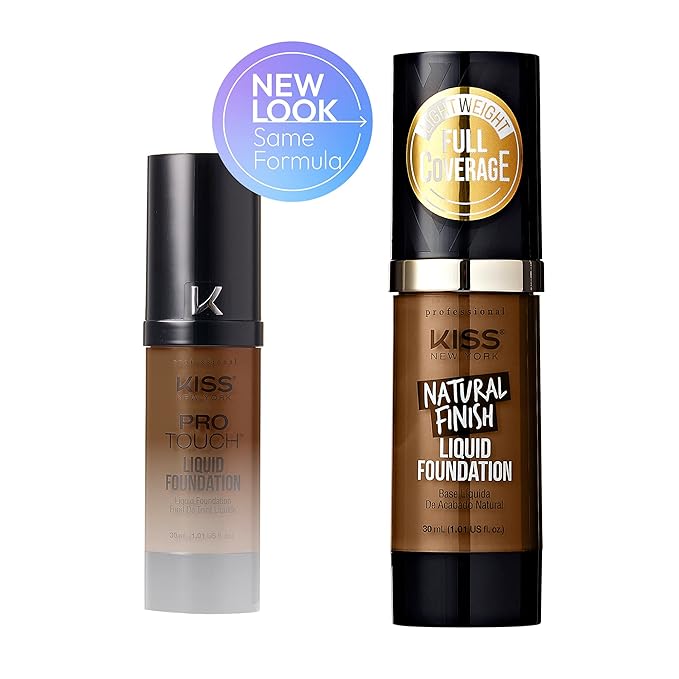 Kiss New York Professional Liquid Foundation - Lightweight and Hydrating Formula, Natural Finish, Control Shine, Cover Pores, Medium to Full Coverage, Green Tea Extract (Mocha)-Velvo Beauty