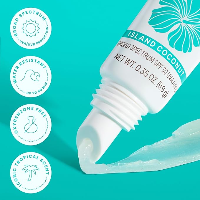 Hawaiian Tropic Lip Sunscreen SPF 30, Island Coconut | SPF Lip Balm, Beach Essentials, Travel Size Sunscreen for Lips, 0.3oz-Velvo Beauty