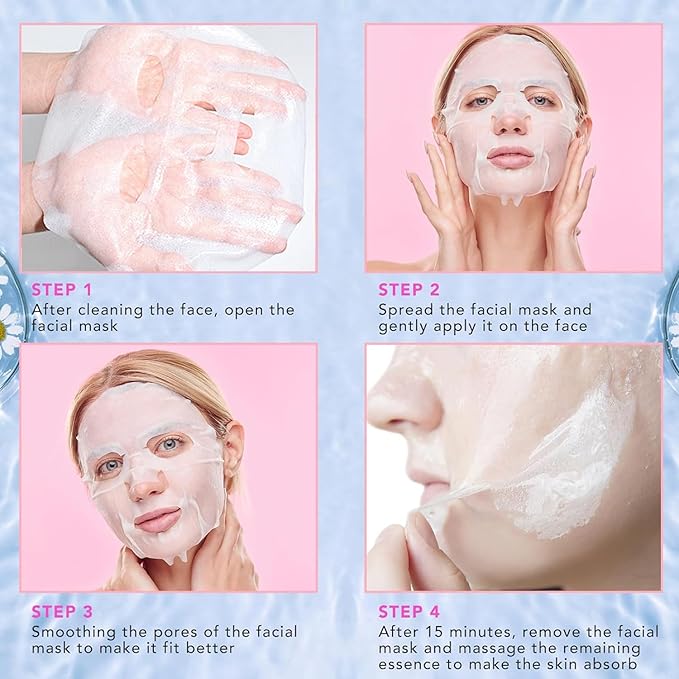 VESPRO 24 Pack Face Masks Skincare for Women, Moisturizing Face Mask Skin Care Suitable for All Skin Types, Bulk Sheet Facial Mask Gifts Set for Spa Party, Facial Masks for Women Skin Care-Velvo Beauty