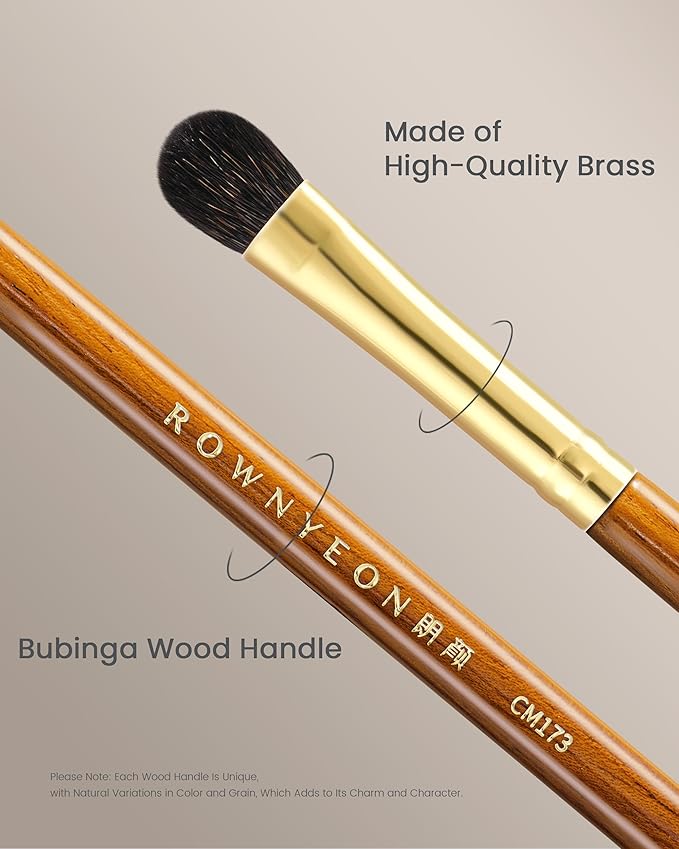 Desert Oak Series Low-Profile Oval Eyeshadow Brush - Gentle Curve for Controlled Blending, Squirrel & Goat Hybrid Bristles (CM 173)-Velvo Beauty