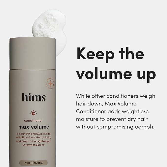 hims Max Volume Conditioner, 2 Pack - Volumizing Conditioner for Men with Biotin - Adds Lightweight Volume, Shine & Bounce - Citrus Spice - 2 x 6.4 fl oz-Velvo Beauty