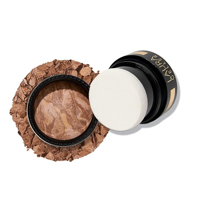 LAURA GELLER NEW YORK Award-Winning Baked Balance-n-Brighten To Go Travel Size Color Correcting Powder Foundation - Tan - Buildable Light to Medium Coverage - Demi-Matte Natural-Velvo Beauty