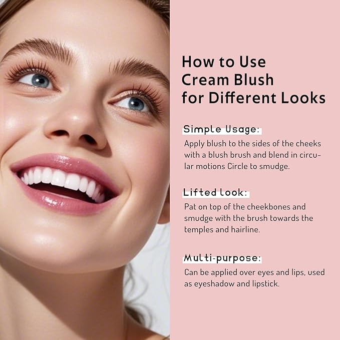 Multi Cream Blush & Blush Brush Set, Korean Makeup Blush for Cheeks, Multi-Use Face Balm, Lightweight & Hydrating, Blendable Color, Non-Greasy, Soft Bristles for Radiant Finish (Pink Camellia)-Velvo Beauty