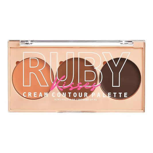 Ruby Kisses Contour Palette 3-in-1 Contour, Conceal, Highlight All-In-One Mini Palette, Long-Lasting, Easy to Blend Cream Contour Palette for Oily and Dry Skin (Tan To Dark)-Velvo Beauty