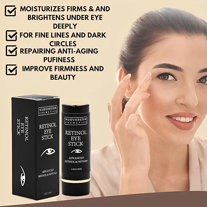 Advanced Retinol Eye Stick Balm - Hydrating Under Eye Stick Brightening Eye Cream with Peptides for Fine Lines, Wrinkles, Dark Circles & Puffiness - Unscented Anti Aging Eye Cream for Women & Men-Velvo Beauty
