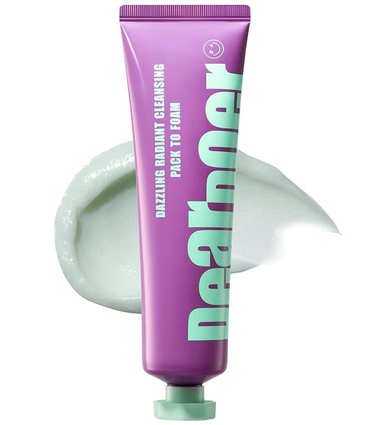 Dazzling Radiant Cleansing Pack to Foam – 3-in-1 Wash-Off Mask & Exfoliator & Cleanser w/Fresh Grape Extract & Niacinamide – Vitamin C and Resveratrol for Dry, Dull Skin (3.38 fl oz)-Velvo Beauty