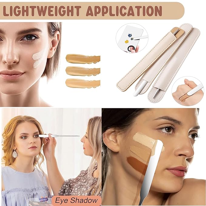 Makeup Spatula and Makeup Palette, Stainless Steel Foundation Palette & Tiny Spatula Tool for Nail, Art, Eye Shadow, Eyelash, Face Makeup (Acrylic Palette)-Velvo Beauty