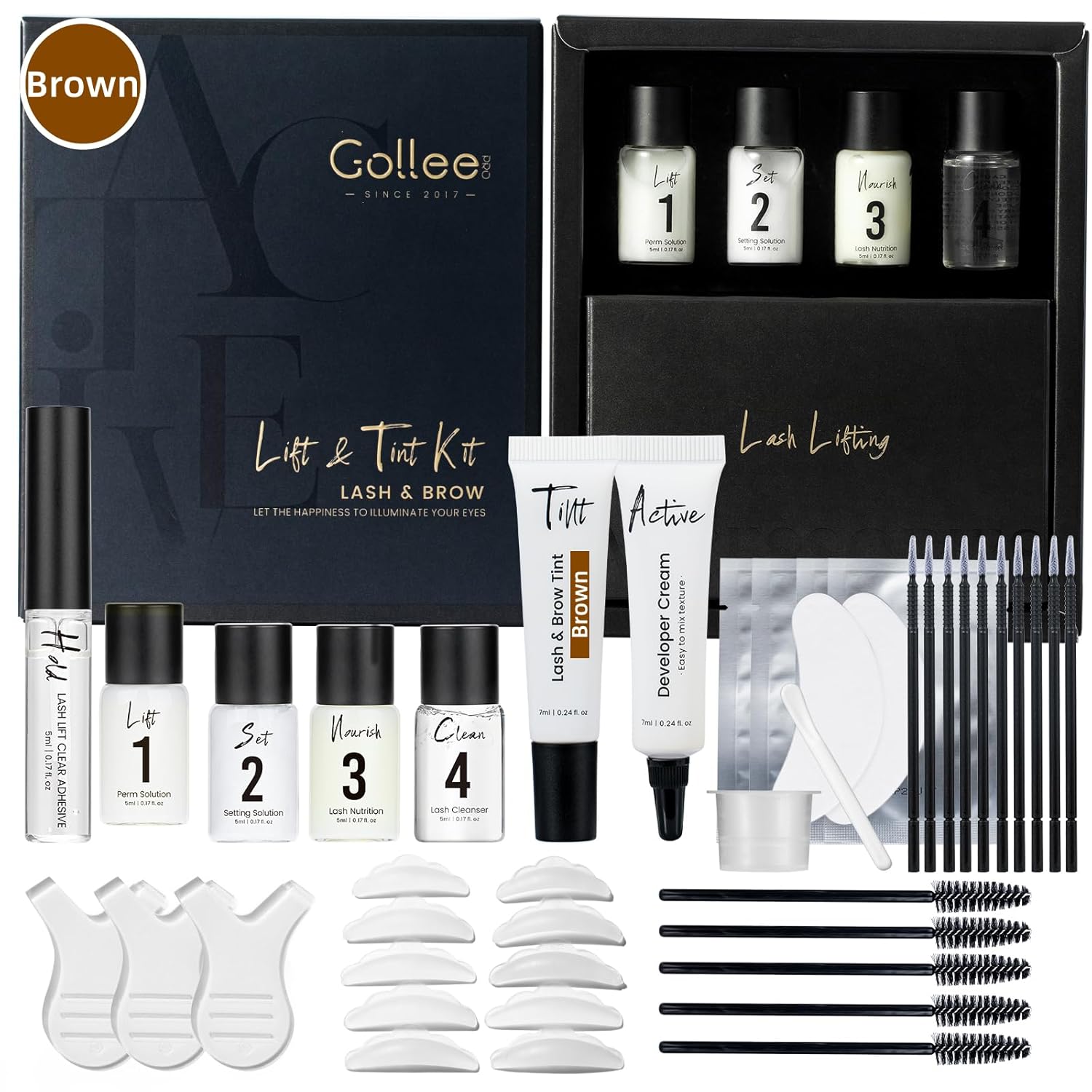 Lash Lift Kit 4 in 1 Brow Lamination Kit, Professional Eyelash Perm Kit for Beginner Salon Quality at Home with Long-Lasting Natural Brown Color-Velvo Beauty