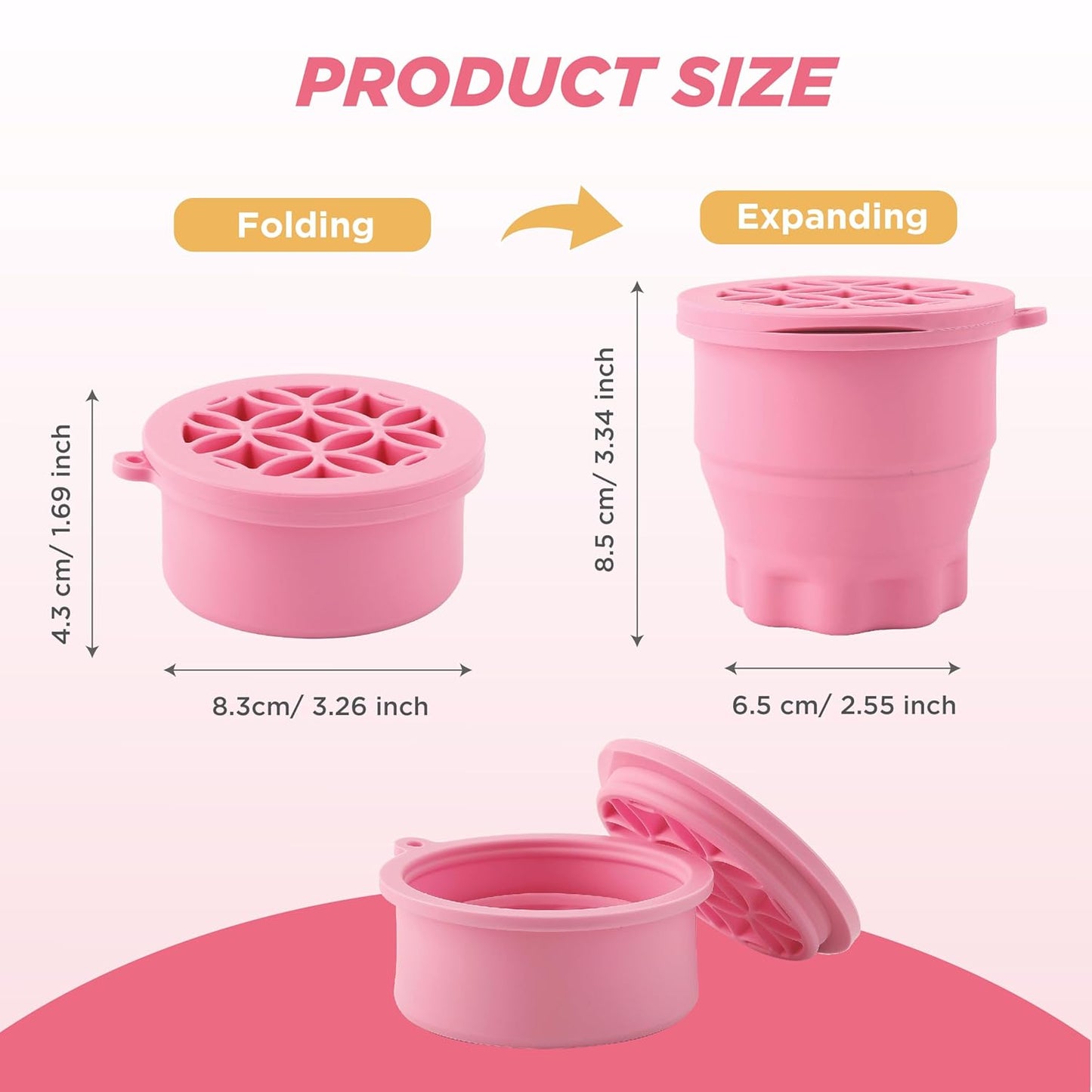 Makeup Brush Cleaner - Foldable Silicone Makeup Brush Cleaner Mat with Brush Storage Holder Makeup Brush Cleaning Bowl Cosmetic Brush Washing Tool for Cleaning Organizer and Drying (Pink)-Velvo Beauty