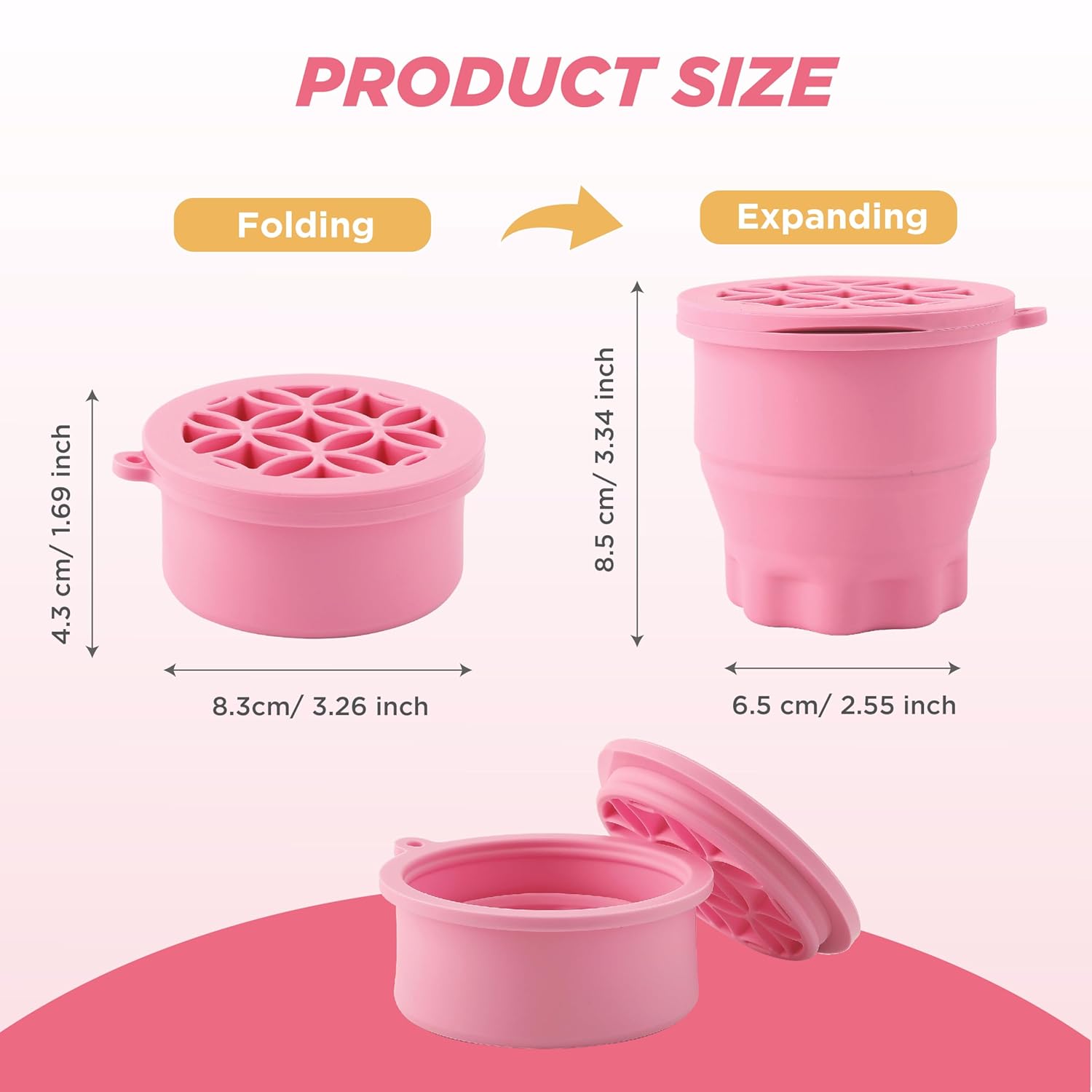 Makeup Brush Cleaner - Foldable Silicone Makeup Brush Cleaner Mat with Brush Storage Holder Makeup Brush Cleaning Bowl Cosmetic Brush Washing Tool for Cleaning Organizer and Drying (Pink)-Velvo Beauty