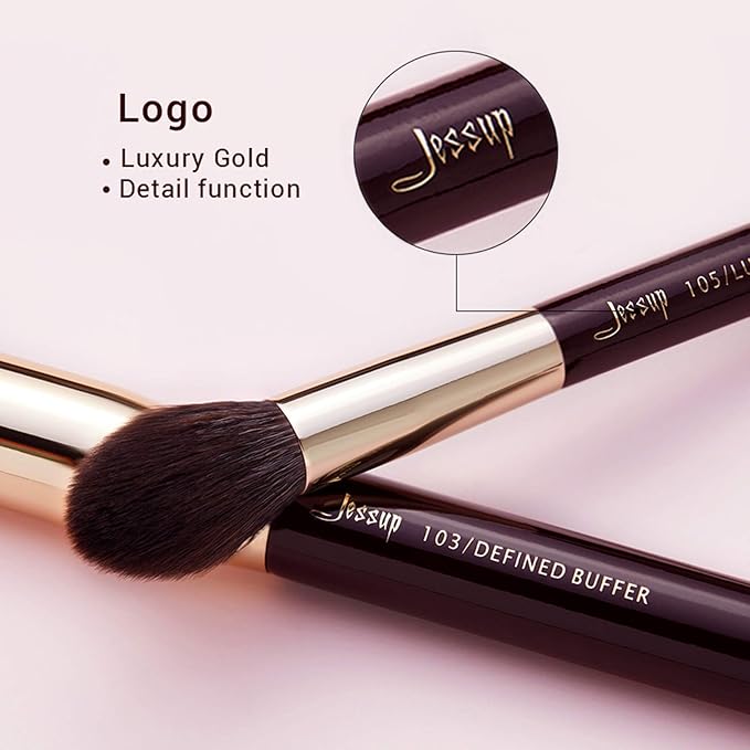Jessup Makeup Brushes Set Professional, 25PCS Premium Natural Powder Foundation Eyeshadow Blending Concealer Blusher Highlight Labeled Brushes, T280-Velvo Beauty