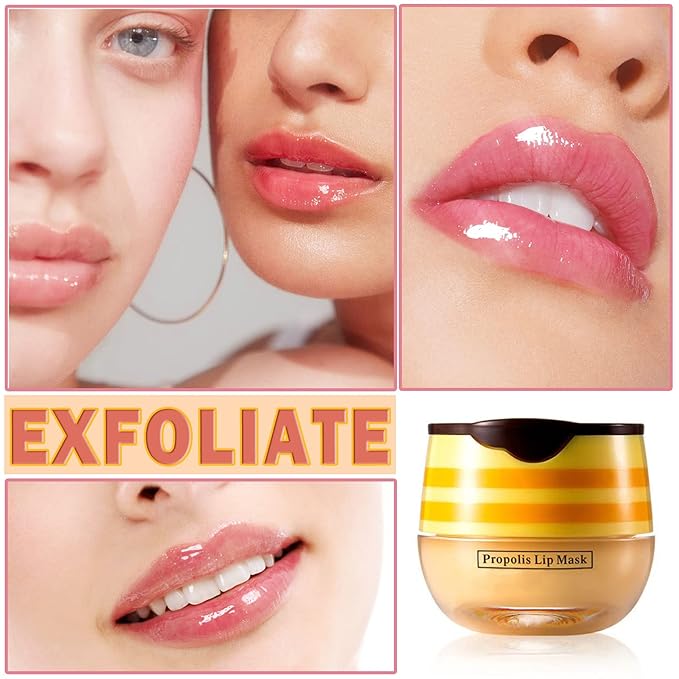 2Pcs Honey Pot Bee Lip Balm with Honey Spoon,Honey Lip Sleeping Mask Overnight 24HR Repair Lip Reduces Lip Lines,Exfoliator Moisturizing Moisture Dry & Chapped Lip Care Products-Velvo Beauty