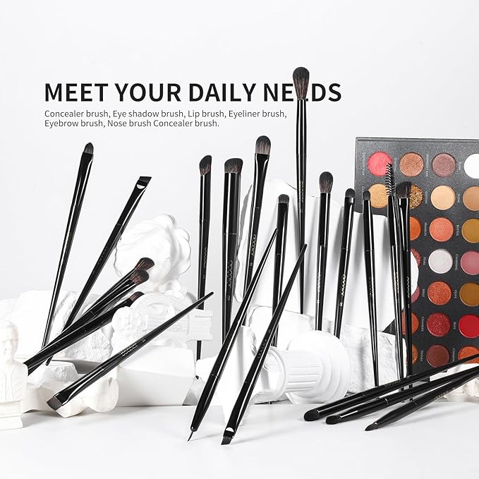 Docolor Makeup Brushes Set Professional 30Pcs Obsidian Makeup Brushes Premium Synthetic Powder Kabuki Foundation Contour Blush Concealer Eye Shadow Blending Eyeliner Crease Eyebrow Make Up Brush Kit-Velvo Beauty