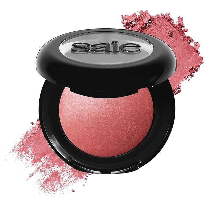 Saie SuperSuede Baked Blush - Talc-Free Powder Blush for All Day Wear - Enriched with Plant-Derived Squalane + Glycerin to Help Moisturize Dry Skin - Mia (0.1 Ounce)-Velvo Beauty