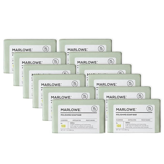 MARLOWE. No. 108 Lightly Exfoliating Soap Bar, 7oz (12 Bars) Polishing, Moisturizing & Cleansing Bar Soap for Men, Made with Natural Ingredients-Velvo Beauty