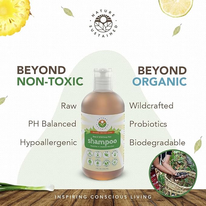 Organic Shampoo - Raw & Wildcrafted with Probiotics, Hypoallergenic Natural & Sulfate Free Shampoo for Sensitive Scalp, Dry Hair, Dandruff, Gallon, Lemongrass-Velvo Beauty