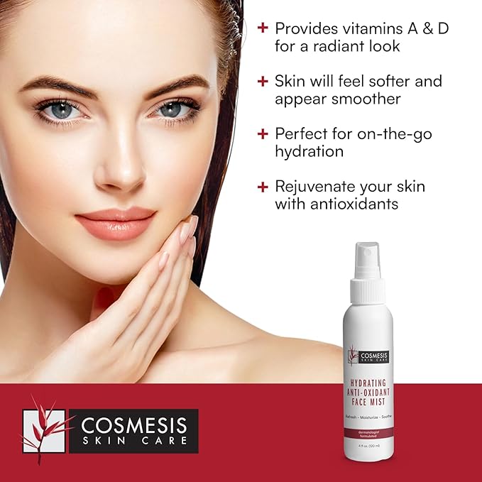 Cosmesis Hydrating Anti-Oxidant Face Mist - Refresh, Moisturize & Soothe Dry Skin, Tea Blend & Vitamins A/D - 4 fl oz-Velvo Beauty