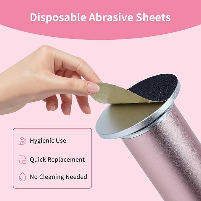 4.8IN Longer Electric Foot Callus Remover with 120pcs Sandpaper Discs, Professional Aluminum Callus Remover for Feet, Stepless Speed Control Pedicure Tools for Dead Skin (Pink-pro)-Velvo Beauty