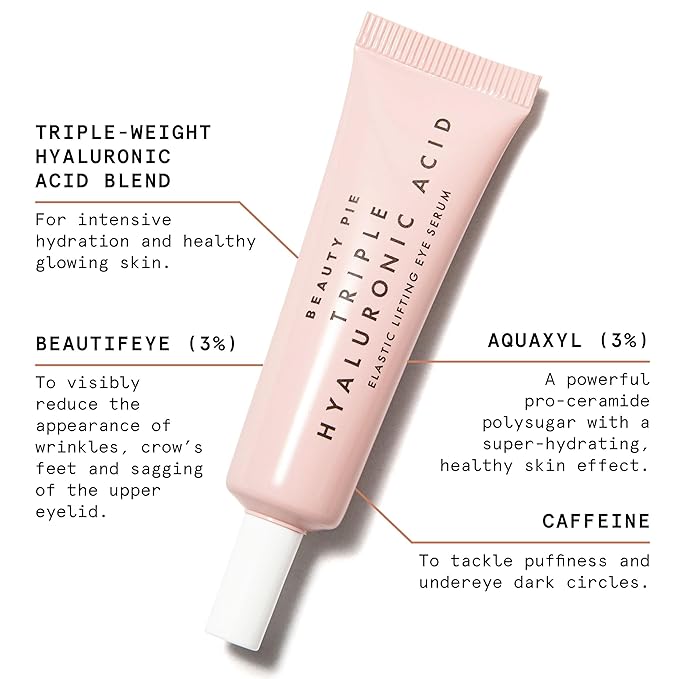 Beauty Pie Triple Hyaluronic Acid Elastic Lifting Eye Serum 15ml – Firming & Brightening Treatment for Dark Circles, Puffiness & Fine Lines – Lightweight, Fragrance-Free Eye Serum-Velvo Beauty
